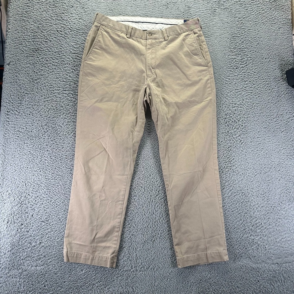 Polo Ralph Lauren Pant Men 36x29 Beige Cotton Chino Straight Classic Fit Stretch